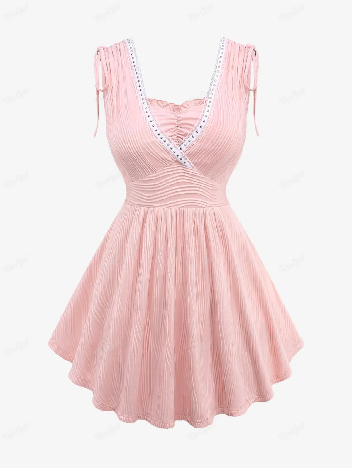 Must-Have Deals Inside!Women's Rivet Trim Lace Fashion Designer V-neck Singlets (Plus Size)