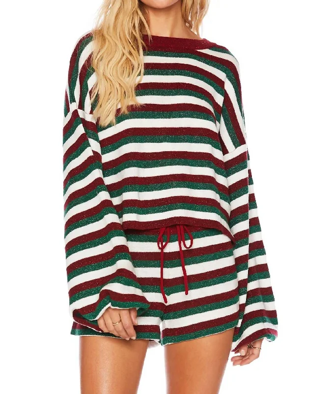 Ava Sweater Festive Stripe In Multi Color