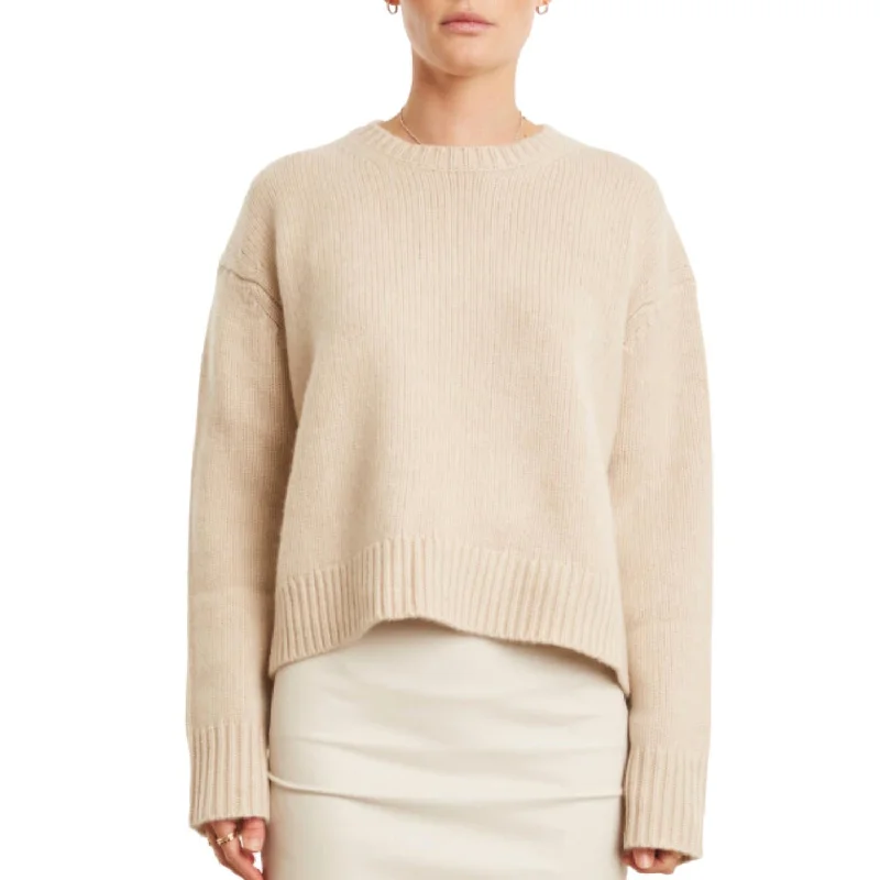 Heavy Cashmere Sweater In Wheat