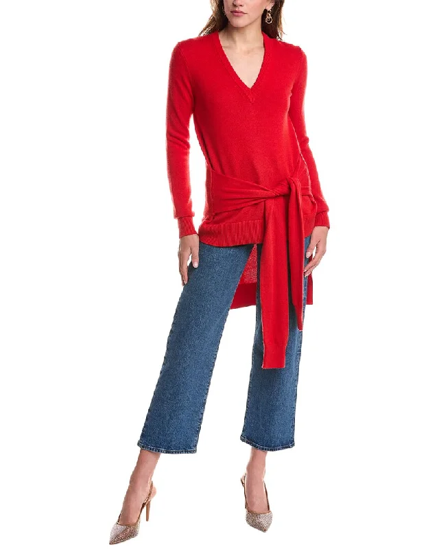 Michael Kors Collection V-Neck Tie-Waist Cashmere Sweater