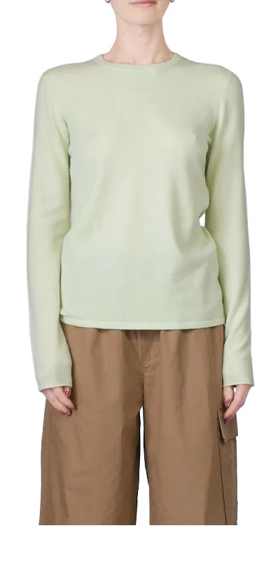 Skinny Crewneck Sweater In Pale Mint