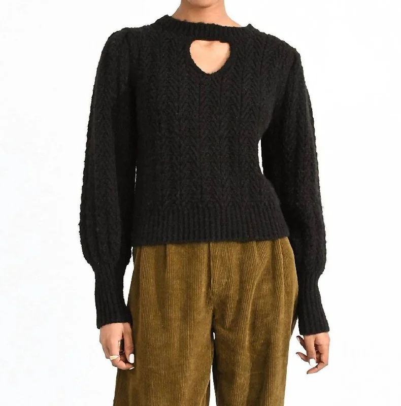 Soft Cable Knit Sweater In Black