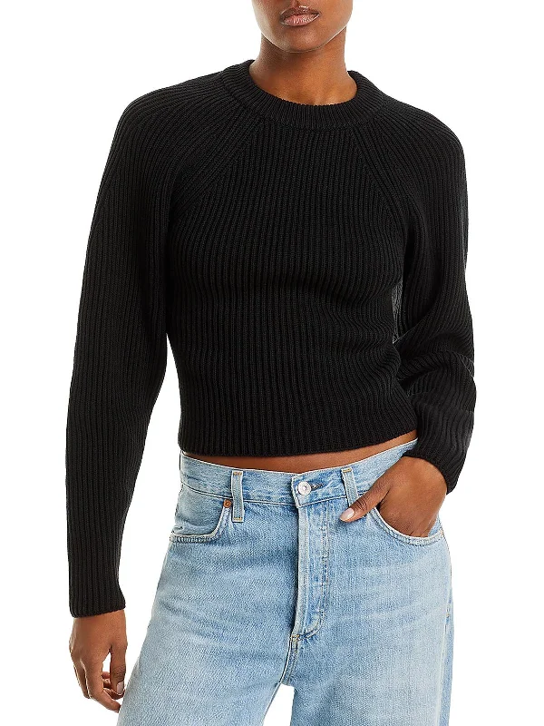 Womens Ribbed Cotton Pullover Sweater