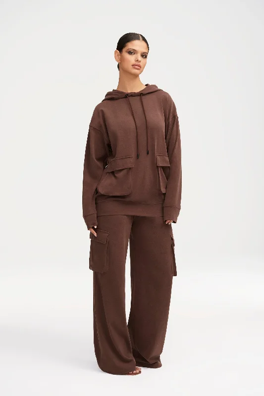 Demi Wide Leg Cargo Pocket Pants - Brown