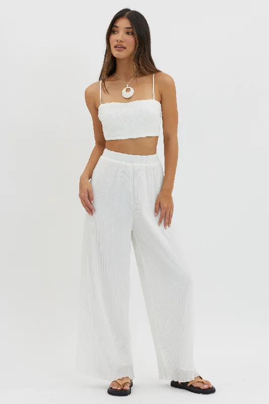 Light Energy Accordion Pleat Pants White