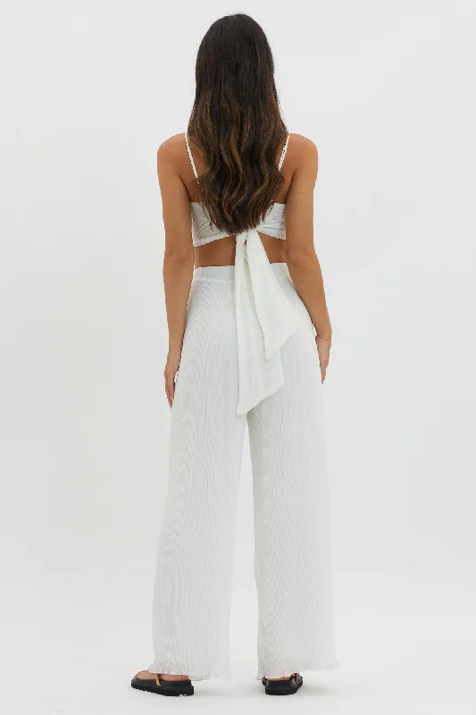 Light Energy Accordion Pleat Pants White