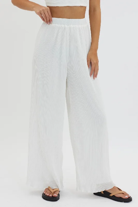 Light Energy Accordion Pleat Pants White