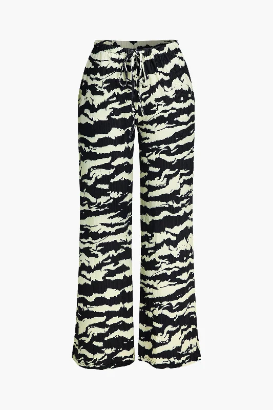 Color Block Print Zebra Stripe Trousers