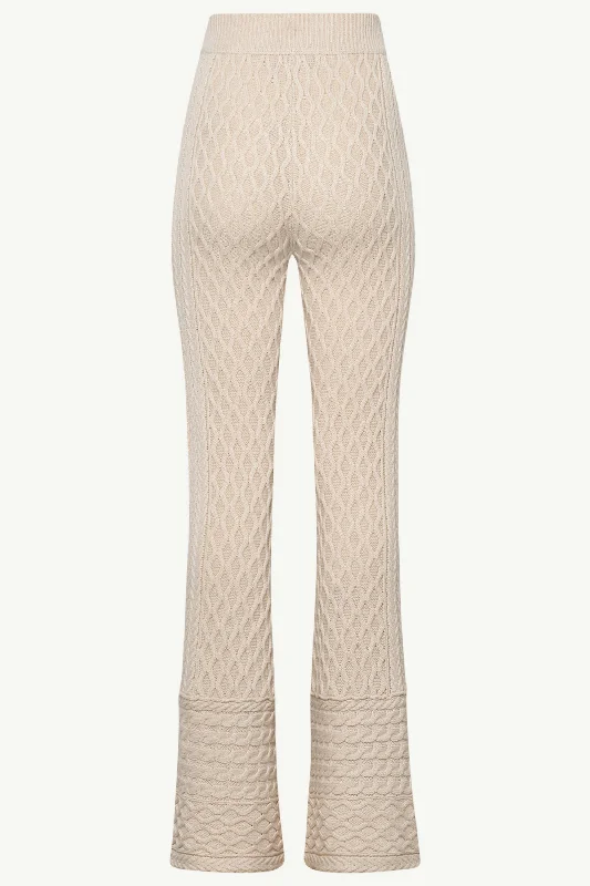 Vanessa Diamond Knit Wide Leg Pants - Off White