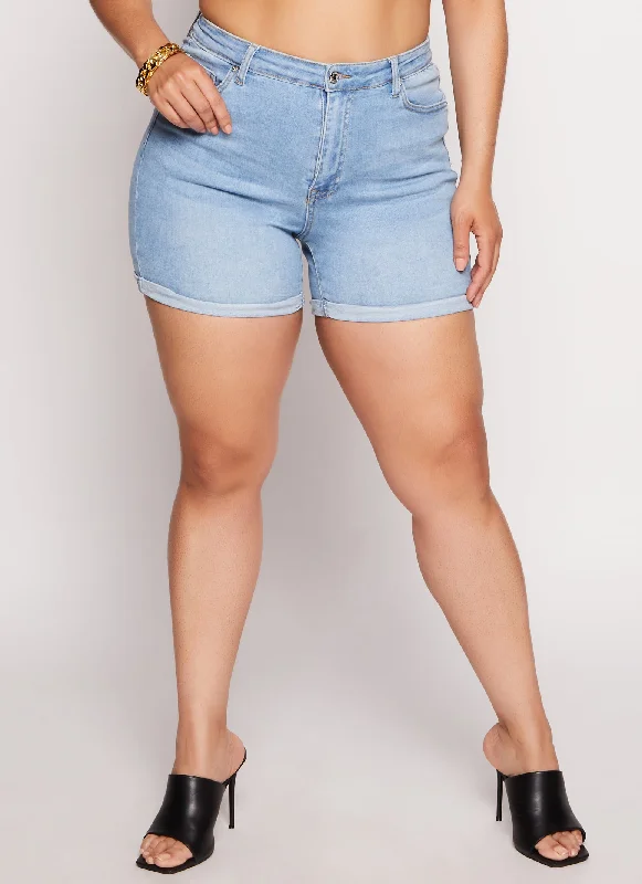 Plus Size WAX High Waist Cuffed Shorts