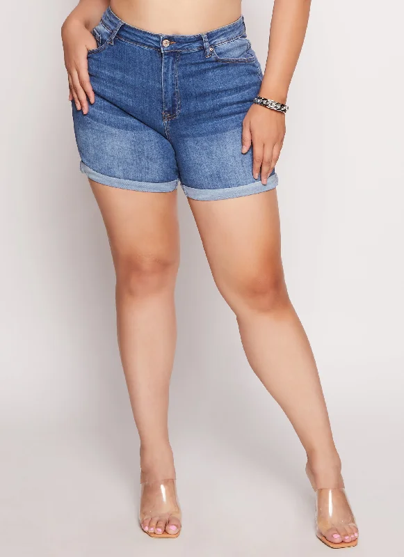 Plus Size WAX High Waist Cuffed Shorts