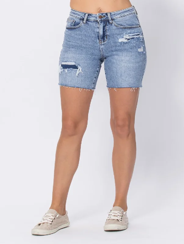 Rayna High-Rise Patch Shorts by Judy Blue