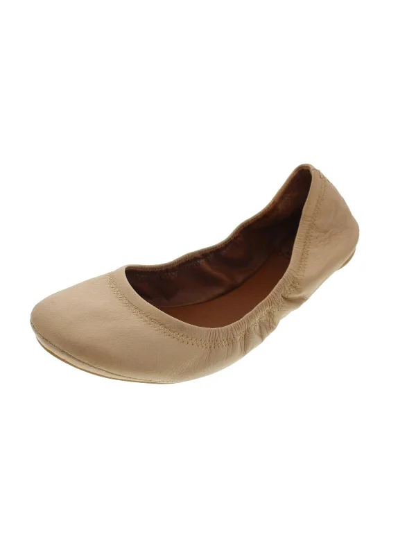 Emmie Womens Leather Slip On Ballet Flats