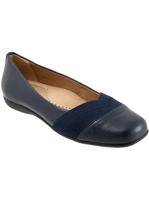 Stella Womens Faux Leather Slip-On Ballet Flats