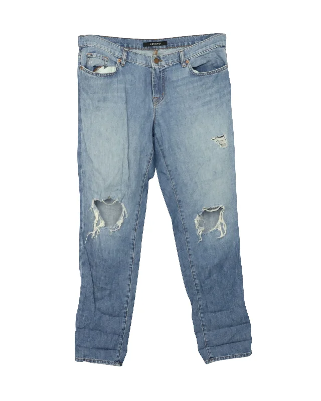 Enjoy Huge Discounts Now!J Brand Distressed Boyfriend Jeans in Blue Cotton Denim