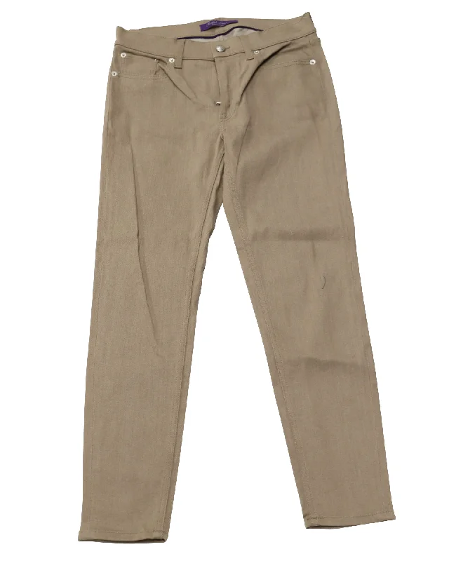 Shop Now and Save!Ralph Lauren Straight Cut Jeans in Beige Cotton Denim