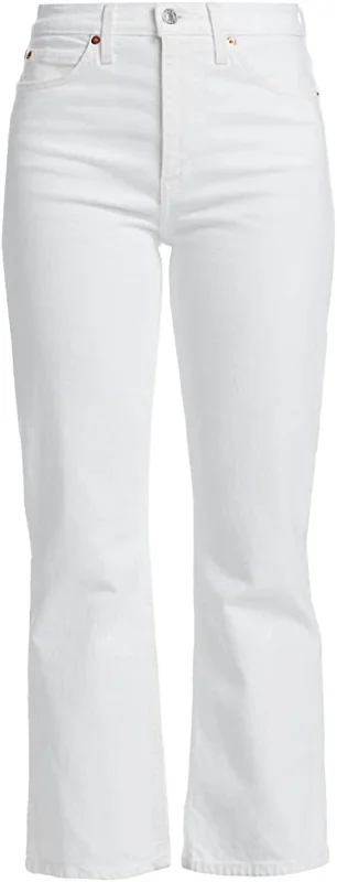 Instant Savings Await!Women Crop Boot Cut 70's Denim High Rise Jeans In White