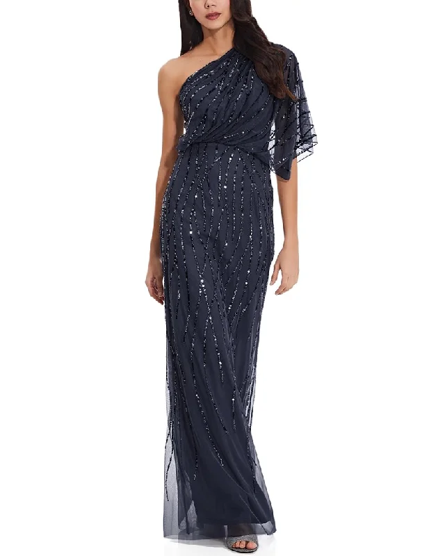 Incredible Savings Inside!Adrianna Papell Long One Shoulder Beaded Dress