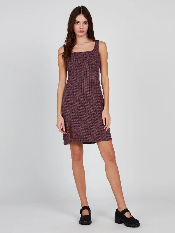 Unbeatable Prices!Chicheck Urself Dress - Eggplant