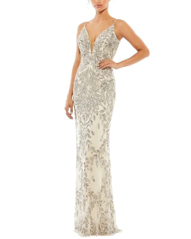 The Sale You’ve Been Waiting For!Mac Duggal Sequined Sleeveless Plunge Neck Trumpet Gown
