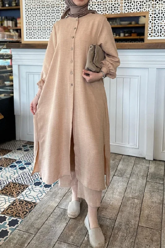 Get It Before It’s Gone!Solid Color Feminine Side Split Pant Suit