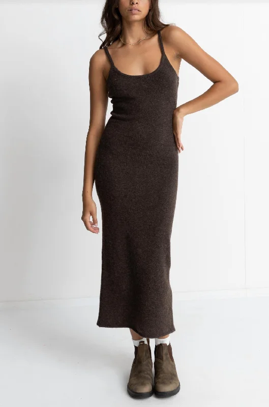 Bigger Savings, Better Shopping!Knit Midi Dress In Chocolate