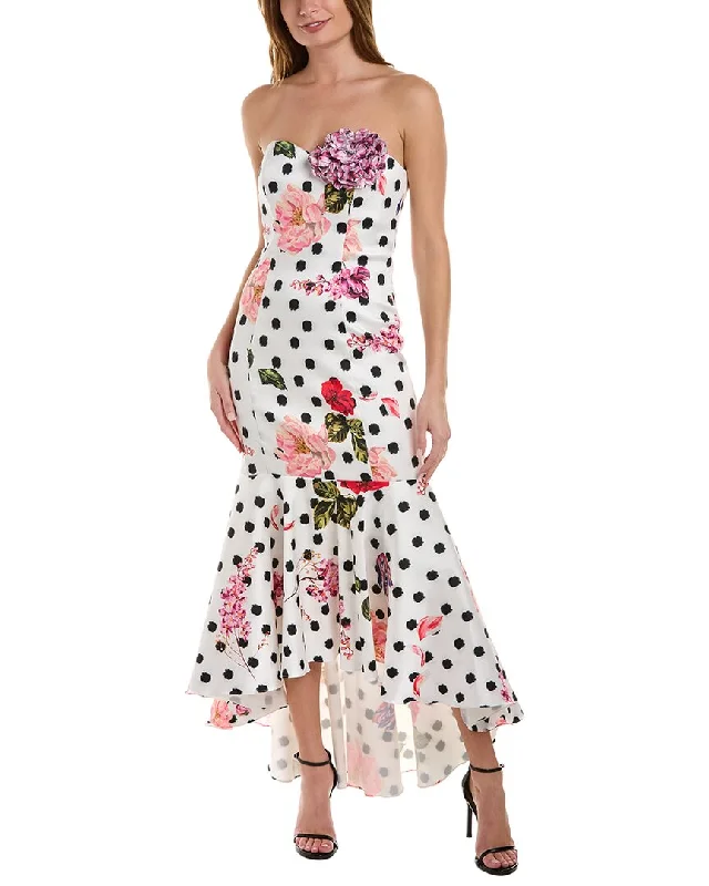 Special Discounts Inside!Marchesa Notte Strapless Polka Dot Midi Dress