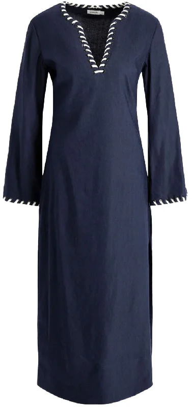 Buy More, Pay Less!Simkhai Women 100% Polyester Long Sleeves Dalta L/S Midi Dress Midnight