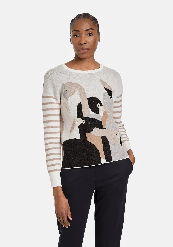 Enjoy Huge Discounts Now!Gerry Weber Flamingo Print Knitted Sweater, Beige