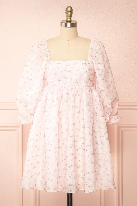 Score Big Savings Today!Basia | Short Floral Openwork Babydoll Dress
