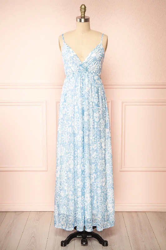 Upgrade for Less!Helga | Blue Floral Maxi Dress
