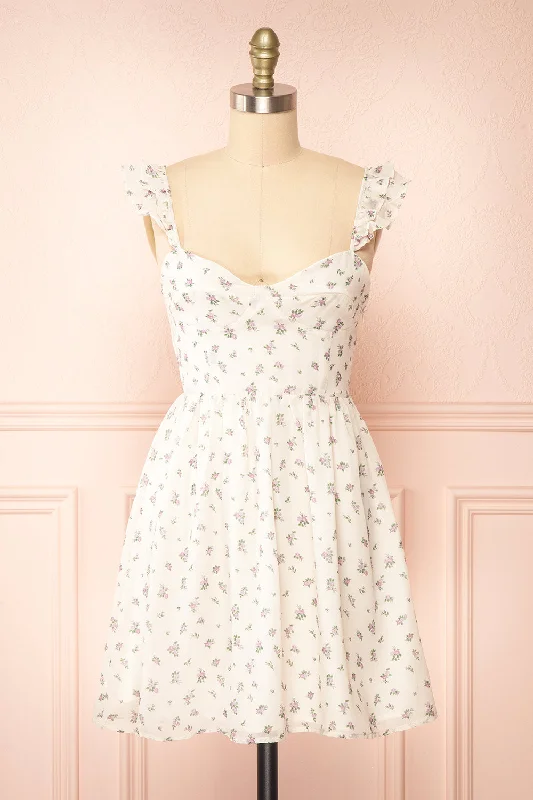 Score Huge Discounts Today!Lavinia | Short Ivory Floral Dress