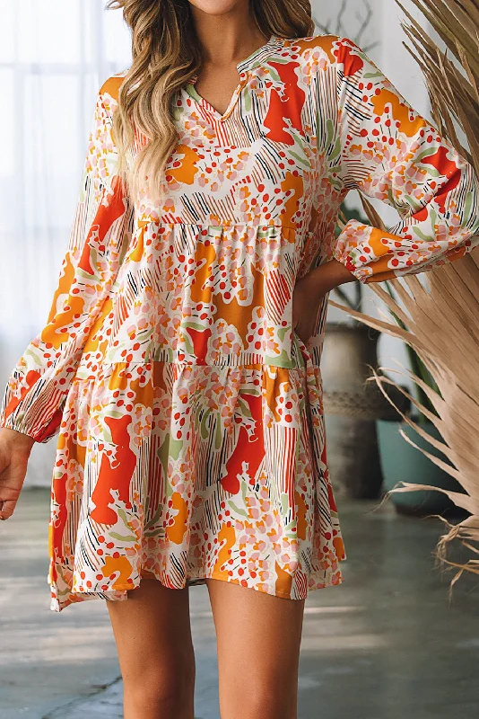 Your Exclusive Offer Awaits!Abstract 3/4 Puff Sleeve Dress