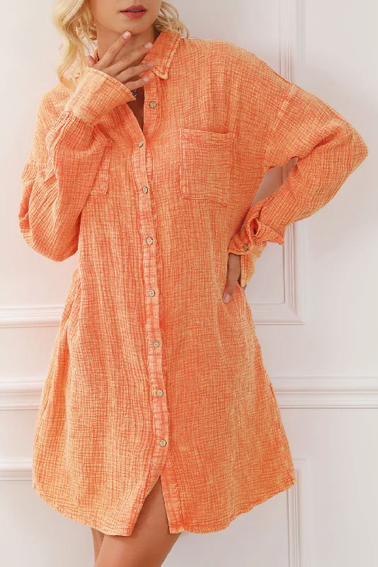 Time to Save Big!Crinkle Gauze Oversized Shirt Dress