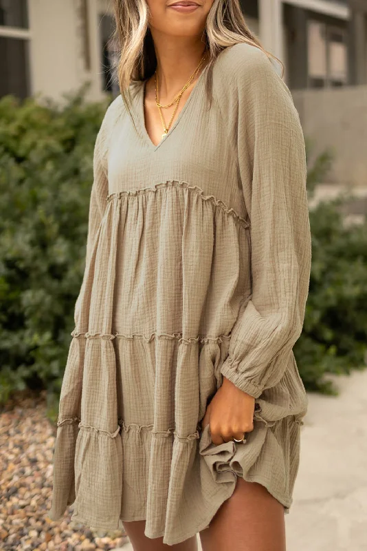 Hurry, Sale Ends Soon!Gauze Frilled Ruffle Tiered Dress