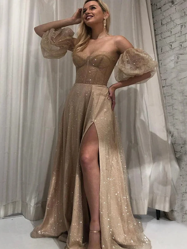 Huge Price Cuts Await!A-line Sparkly Sequin Modest Party Formal Long Evening Prom Dresses PD282