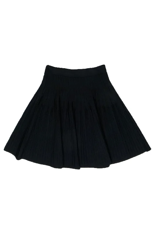 Unlock Huge Savings Now!BCBG Max Azria - Black Ribbed Knit "Kelli" Skater Skirt Sz S