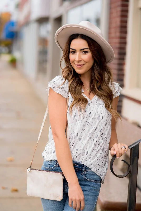 Price Drop Alert!Extravagantly Marbled Watercolor Flutter Blouse
