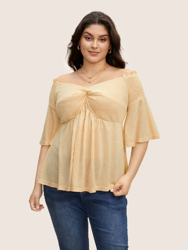 Get the Best for Less!One Shoulder Neck Shirred Twist Front T-shirt