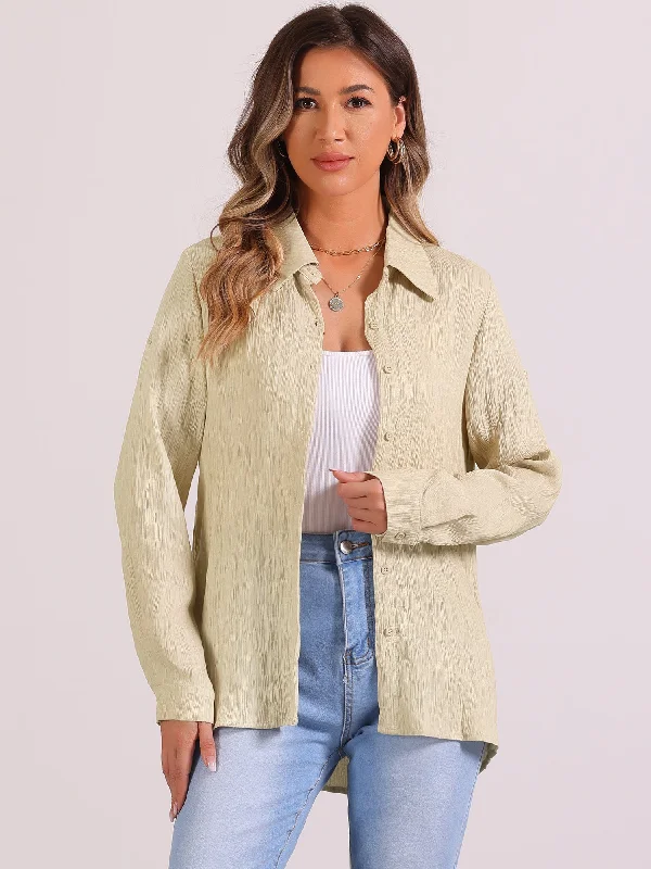 Stock Up and Save!Textured Button Down Casual Long Sleeve Shirt