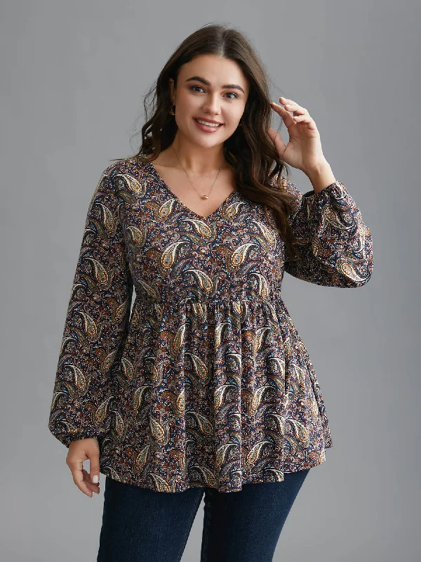 Steals and Deals Await!Perris Pattern V-Neck Waist-Cinching Knit Top