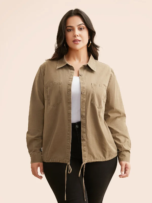 Time to Save Big!Vintage Patched Pocket Drawstring Shirt