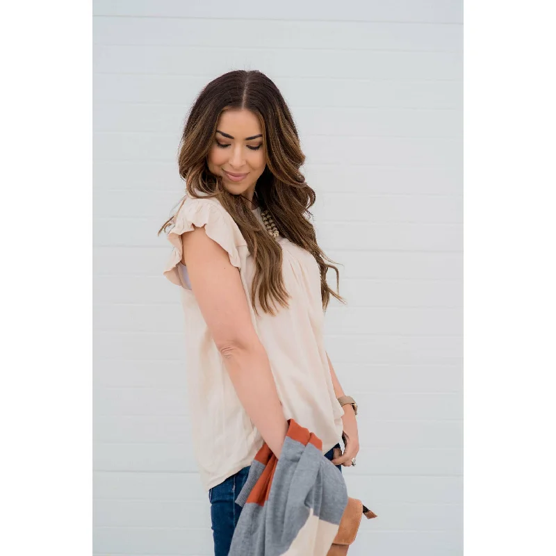 Save Money, Shop Happy!Bib Flutter Sleeve Blouse