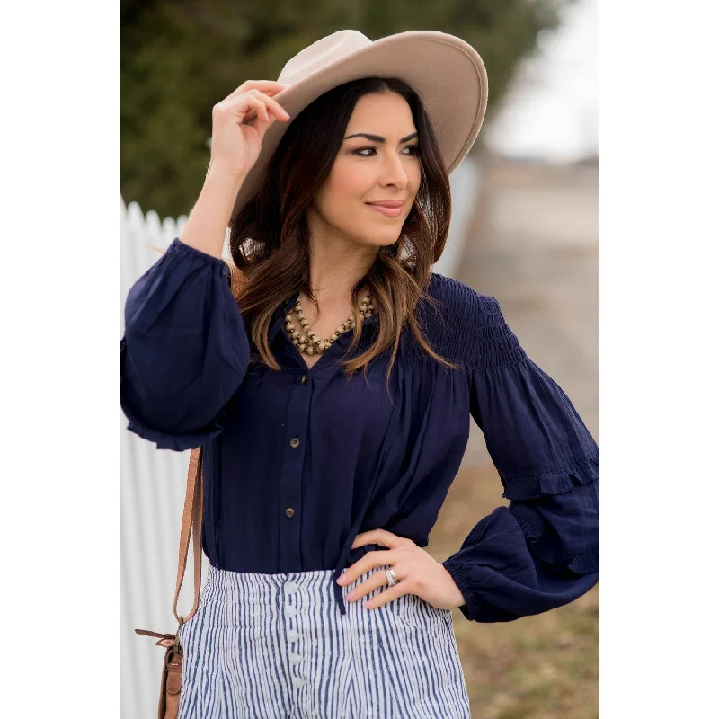 Your Discount is Waiting!Cinched Top Ruffle Button Up