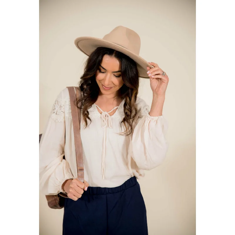Instant Savings Await!Lace Accent Tie Blouse