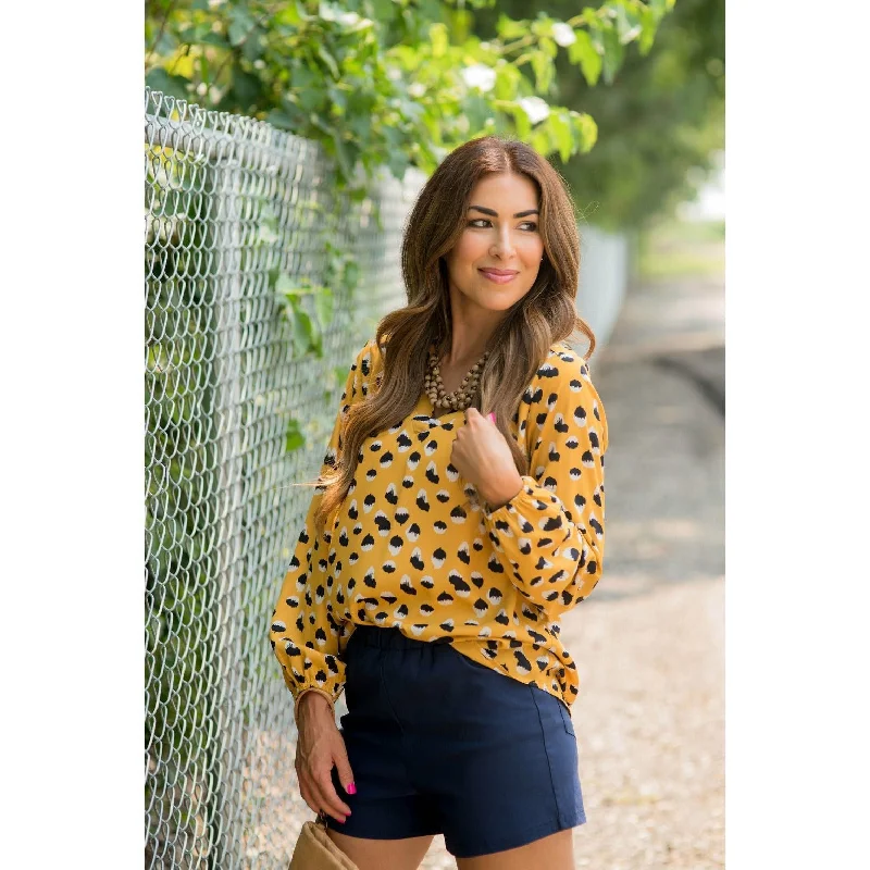 Your Shopping Spree Starts Here!Mustard/Navy Dot Blouse