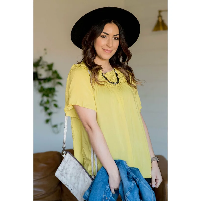 Everything Must Go!Ruffle Off The Shoulder - Pale Yellow