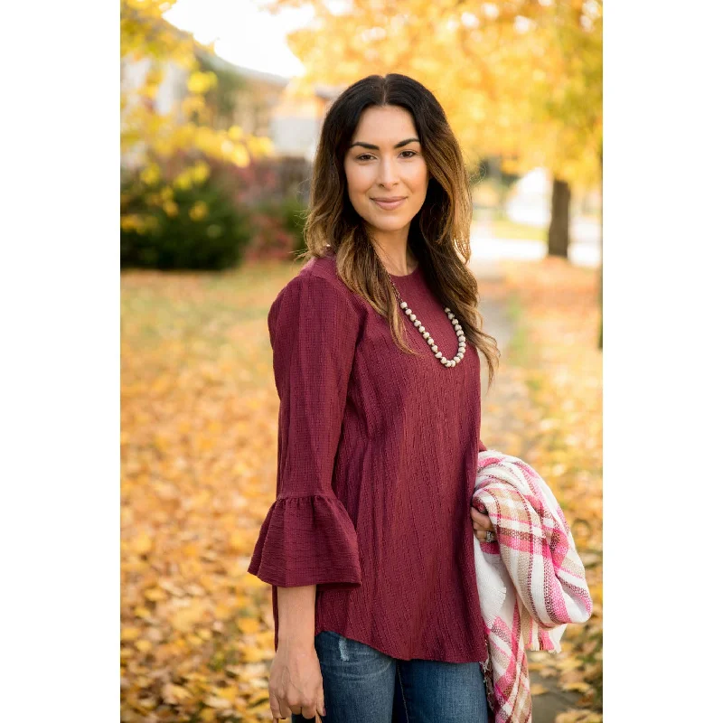 Shop More, Spend Less!Textured Flutter Blouse